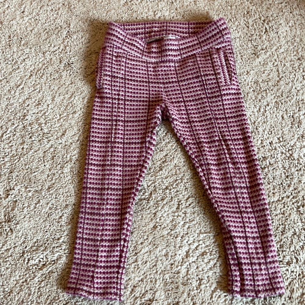 Janie and Jack pink and cream tartan cotton pants